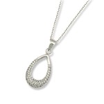 Open Teardrop Sterling Silver Pave CZ Necklace Open Teardrop Sterling Silver Pave CZ Necklace